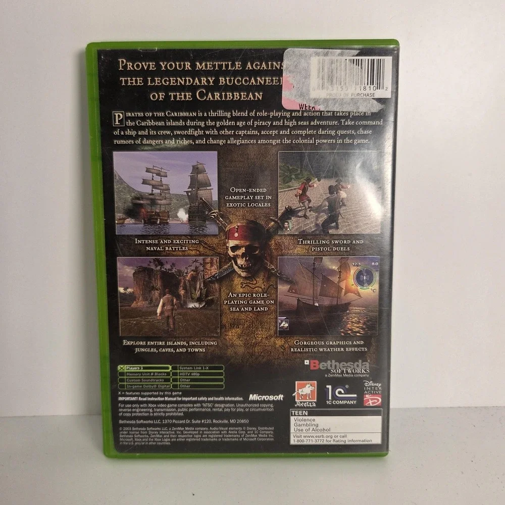 Pirates Of The Caribbean Microsoft Xbox Game T Teen Bethesda Action RPG NTSC USA